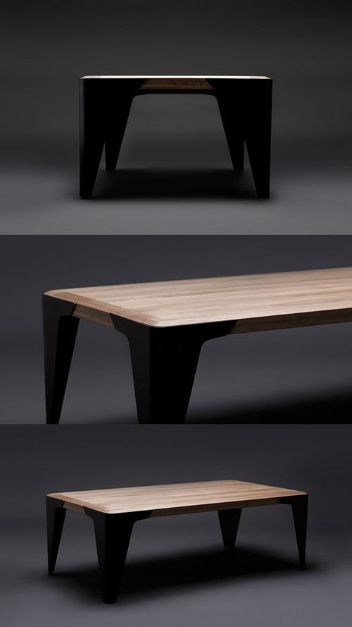 quadra橡树木制品桌子设计-采用精细木材手工制作,在桌面表面涂了一种
